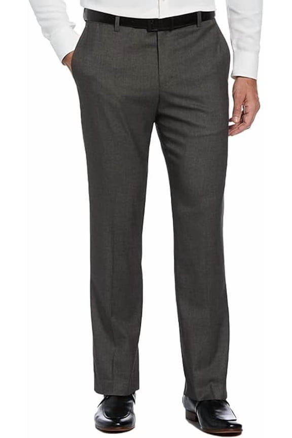 Men's Big & Tall Flat Front Performance No Iron Gabardine Dress Pants with Extendable Waistband