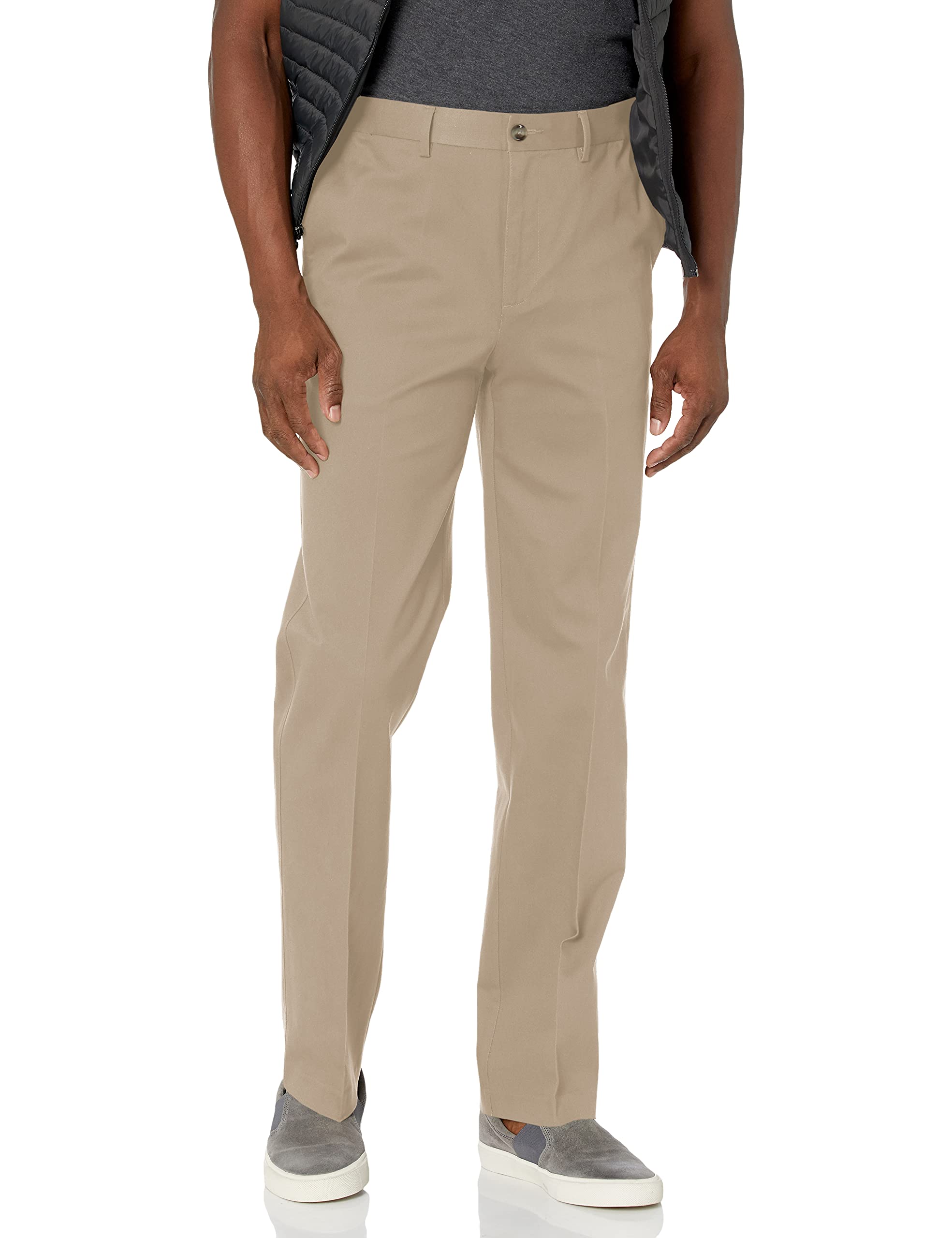 Pantaloni Eleganti Uomo Haggar Big & Tall - Vita Elasticizzata, Tessuto Riciclato Repreve, Stria, Senza Stiro - Taglia 52x30 Taupe