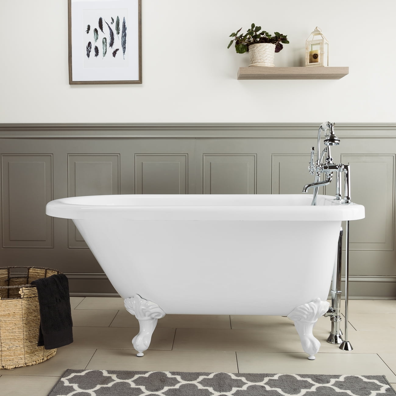 Savanna 54 Inch Acrylic Classic Clawfoot Tub - Rim Faucet Drillings ...
