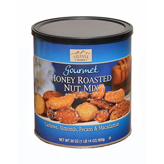 Savanna Orchards Gourmet Honey Roasted Nut Mix. Cashews, Almonds, Pecans &Macadamias. 30 oz. (Pack of1)