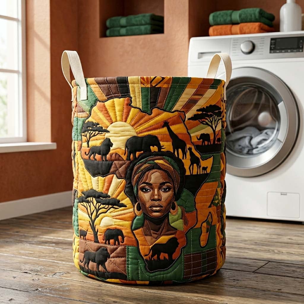 Savanna Soul Quilted Laundry Basket, Storage Bin Laundry Basket Fabric, House Storage Hamper, Mother Day's Gift Ideas
