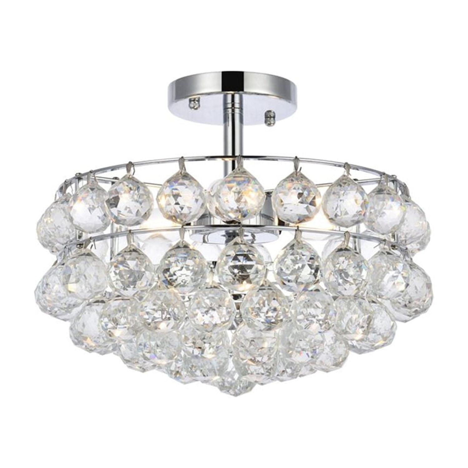 Savannah 14" Chrome Flush Mount with Crystal Accents
