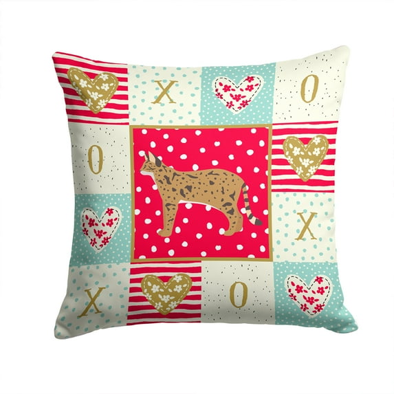 Savannah 2 Cat Love Fabric Decorative Pillow Red