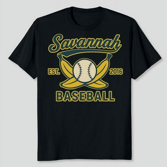 Savannah Baseball Retro Style Men's And Women's Graphic Tee 100% Cotton by TBun, Full Sizes S-5XL