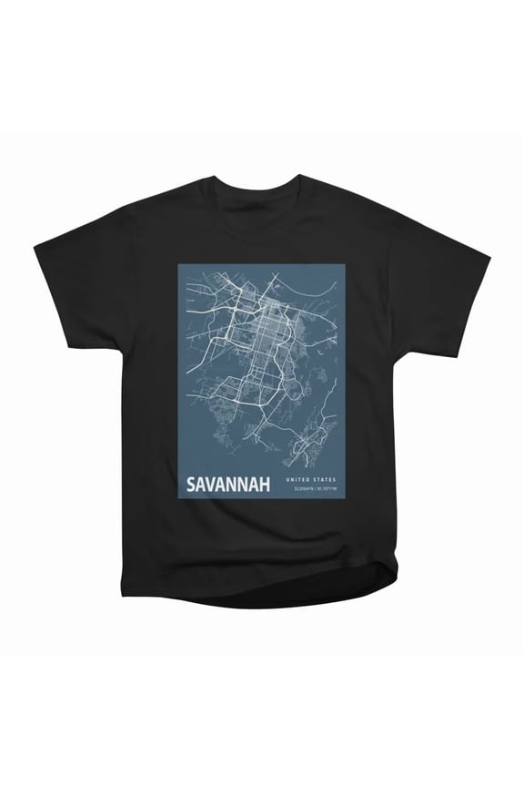 Savannah Blueprint City Map T-Shirt Tee Gift For Him Merch For Her Apparel For Friend