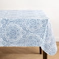 thumbnail image 1 of Savannah Boho Paisley Water- and Stain-Resistant Vinyl Tablecloth with Flannel Backing, Inches, Rectangle, Blue, 1 of 7