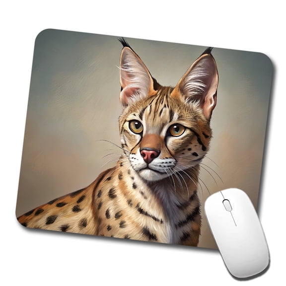 Savannah Cat Illustration Mouse Pad Low Profile Gaming Mat