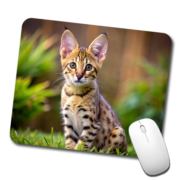 Savannah Cat Kitten Photo Mouse Pad Low Profile Gaming Mat