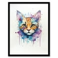 thumbnail image 1 of Savannah Cat Lovers Gift Watercolour Pet Portrait Painting Artwork Artwork Framed Wall Art Print A4, 1 of 5
