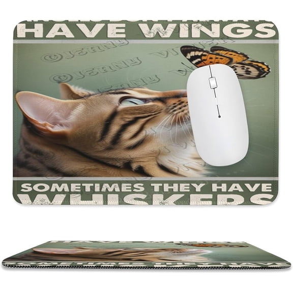 Savannah Cat Mouse Pad 8x10 in Size, Durable Stitched Edge Desk Mouse Pad with Anti-Slip Base, Savannah Cat Illustration for Home or Work Desk Accessories