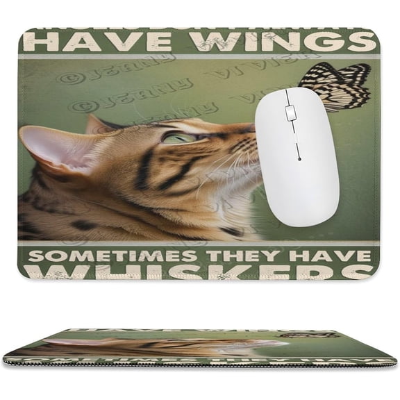 Savannah Cat Mouse Pad 8x10 in with Stitched Edge, Soft Cloth Surface Non-Slip Desk Mouse Pad, Adorable Savannah Cat Illustration for Home Office or Study Desk Setup