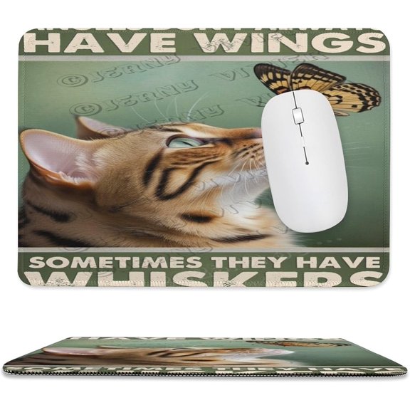 Savannah Cat Mouse Pad 8x10 in with Stitched Edges, Smooth Cloth Surface Non-Slip Rubber Base Desk Mousepad Elegant Savannah Cat Artwork for Office Desk