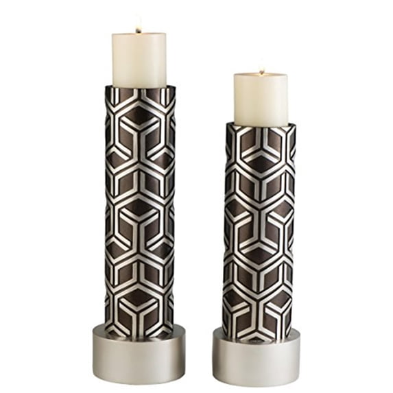 Savannah Chestnut Candleholder Set (Set Of 2 - 14" & 16"H)