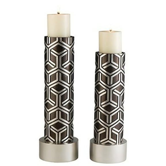 Savannah Chestnut Candleholder Set (Set Of 2 - 14" & 16"H)