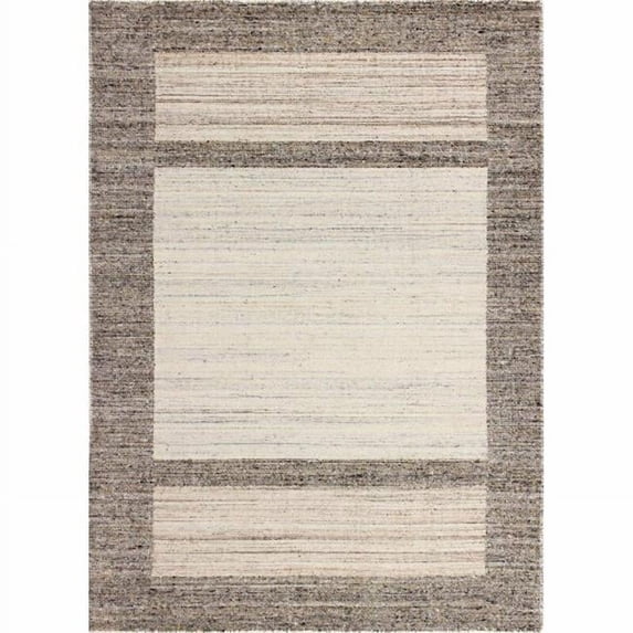 Savannah Collection Contemporary 100 Percent Wool Hand Loomed Area Rug - Ivy & Beige - 7 ft. 6 in. x 9 ft. 6 in.