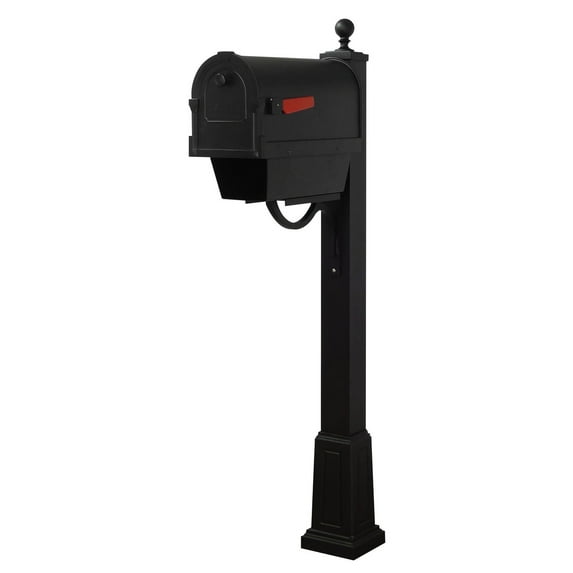 Savannah Curbside Mailbox with Newspaper Tube and Springfield Mailbox Post with Base