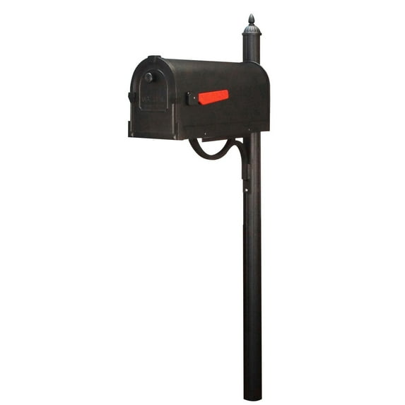 Outdoor Letter Holder Savannah Curbside Mailbox with Richland Mailbox Post - Black
