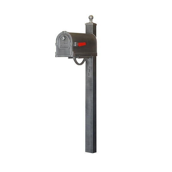 Savannah Curbside Mailbox with Springfield Mailbox Post - Swedish Silver