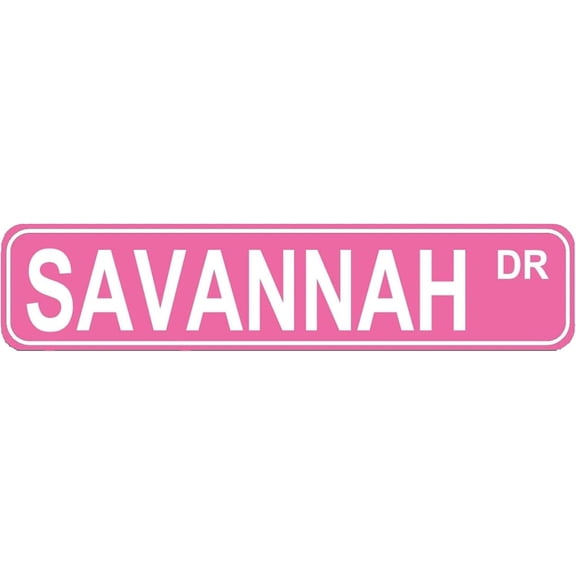 Savannah Drive Metal Street Sign, Rustic Tin Wall Decor for Home Kitchen Bedroom Garage Garden, 16 x 4 Inch