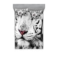 thumbnail image 1 of Savannah Fitted Sheet & Pillow Sham Set, White Tiger Wintertime Animal Portrait Eyes Calm Noble Beast Photography, Decorative Printed 6 Piece Bedding Decor Set, King, White Black Grey, by Ambesonne, 1 of 3
