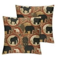 thumbnail image 1 of Savannah Fluffy Throw Pillow Cushion Cover, Medallion Pattern of Monkey Giraffe Lion African Inspired Ethnic Design, Decorative Square Accent Pillow Case,Mustard and Brown, 1 of 7