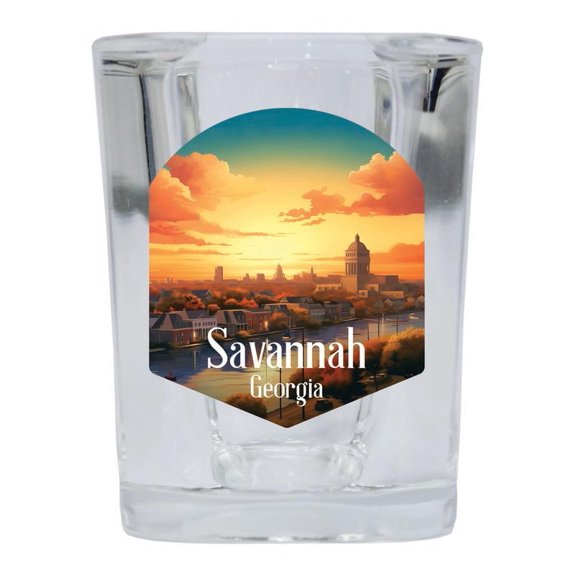 Savannah Georgia Design A Souvenir 2 oz Square Shot Glass Clear