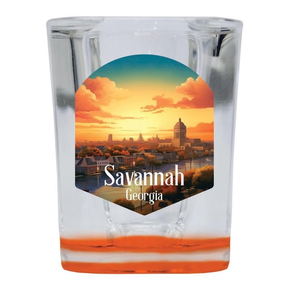 Savannah Georgia Design A Souvenir 2 oz Square Shot Glass Orange