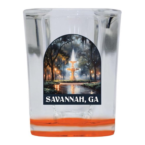 Savannah Georgia Design B Souvenir 2 oz Square Shot Glass Orange