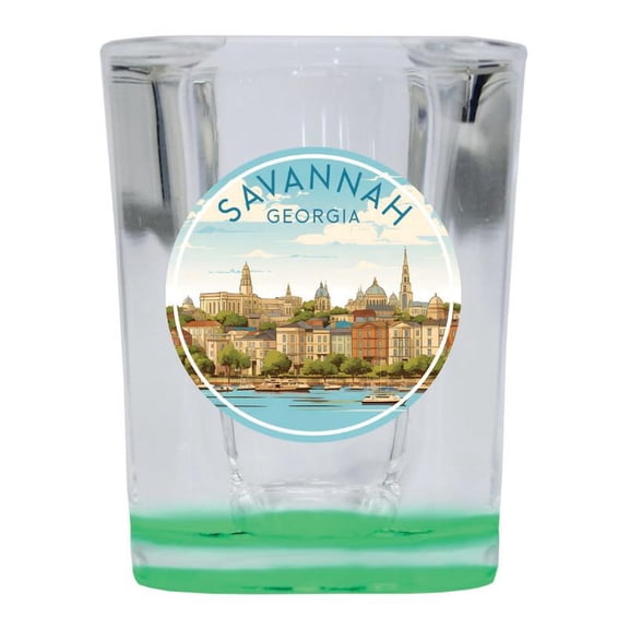 Savannah Georgia Design C Souvenir 2 oz Square Shot Glass Green