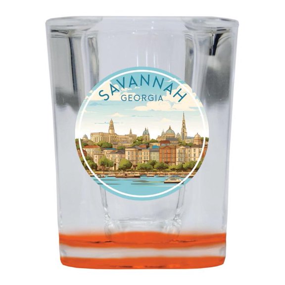 Savannah Georgia Design C Souvenir 2 oz Square Shot Glass Orange