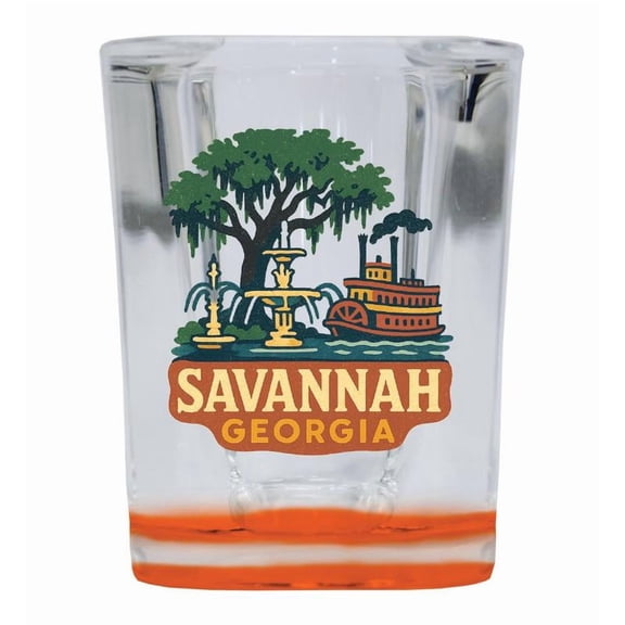 Savannah Georgia Vintage Design Souvenir 2 oz Square Shot Glass – Orange