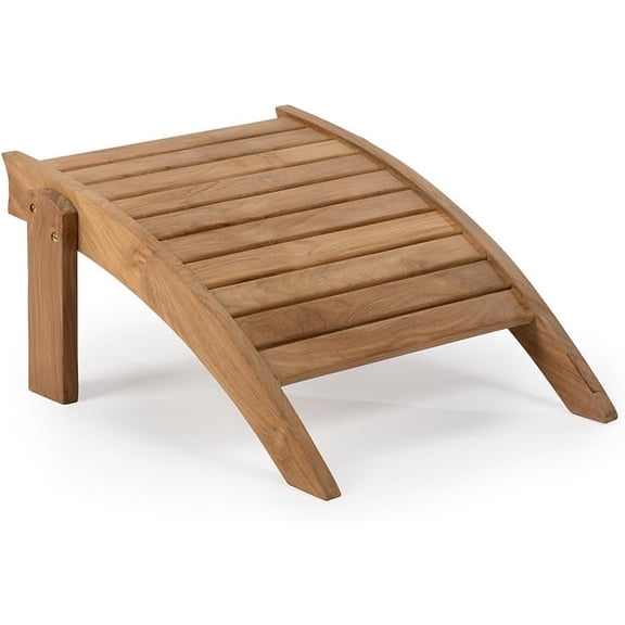Savannah Grade A Teak Adirondack Ottoman, Patio Lounge Stool for Deck, Porch, or Backyard, Indoor Outdoor Use, Weather Resistant, Gently Curved Back with Tight Slats$$Garden & Patio