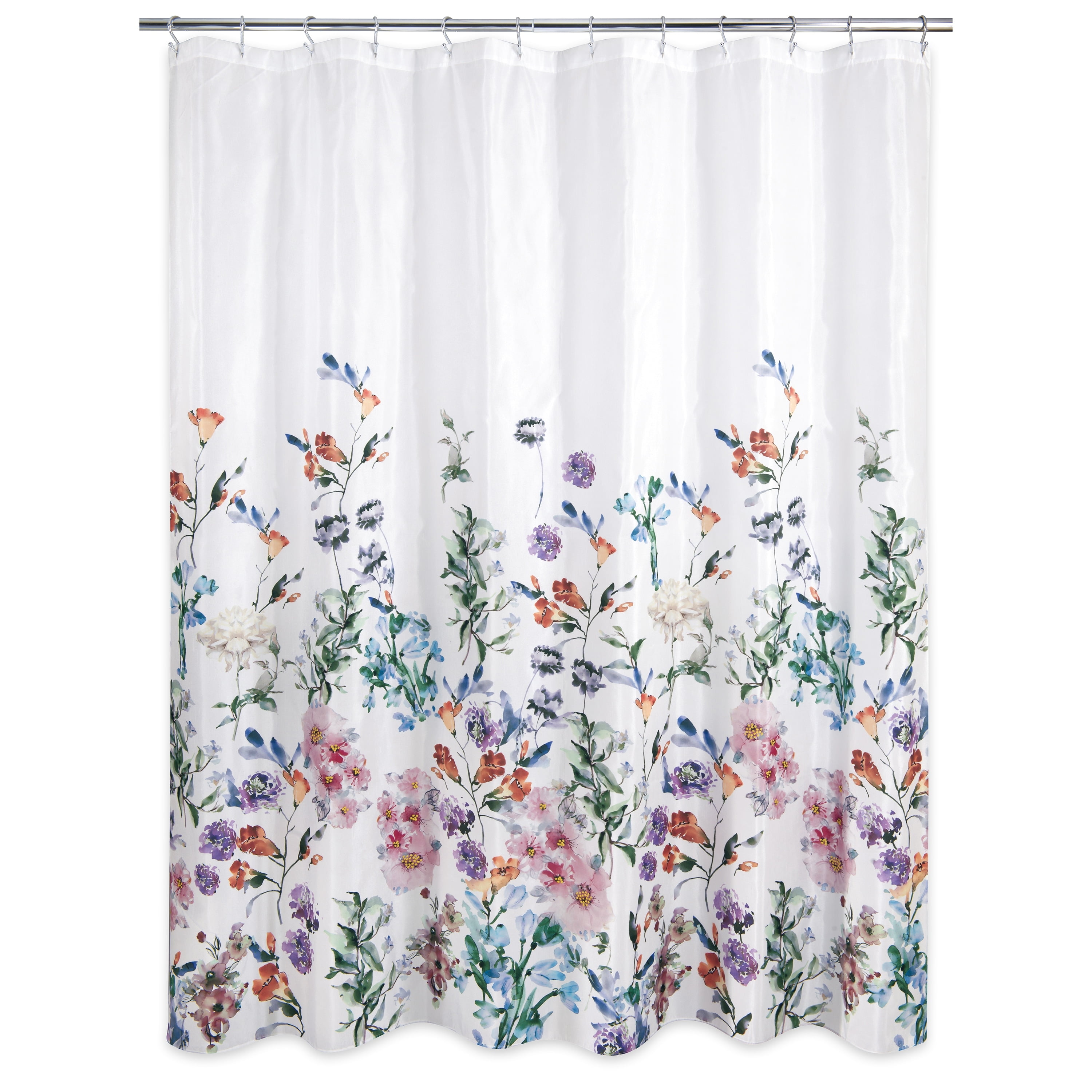 Savannah White and Multicolor Floral Polyester Shower Curtain