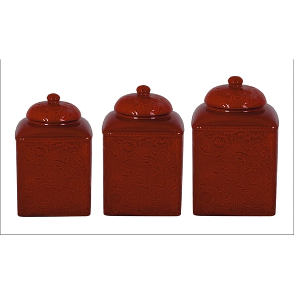 Savannah Red Southwestern Canister Set - 3 pcs - Western Decor