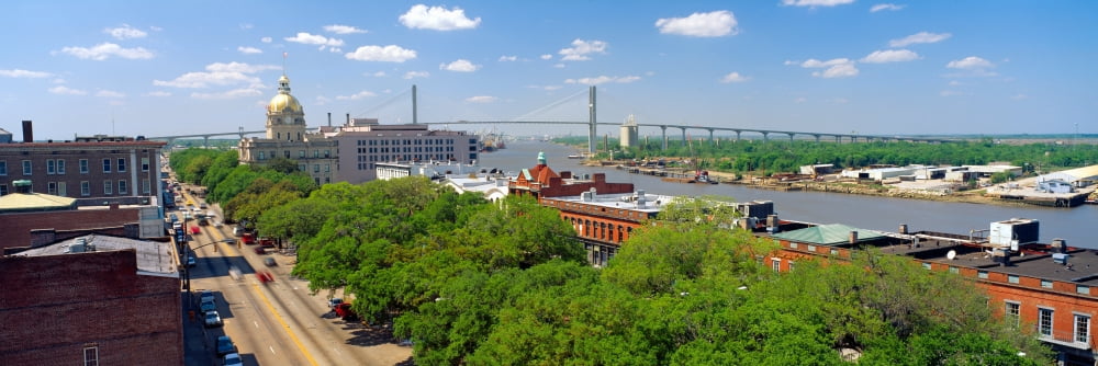 Savannah River Savannah Georgia Canvas Art - Panoramic Images (36 x 12)