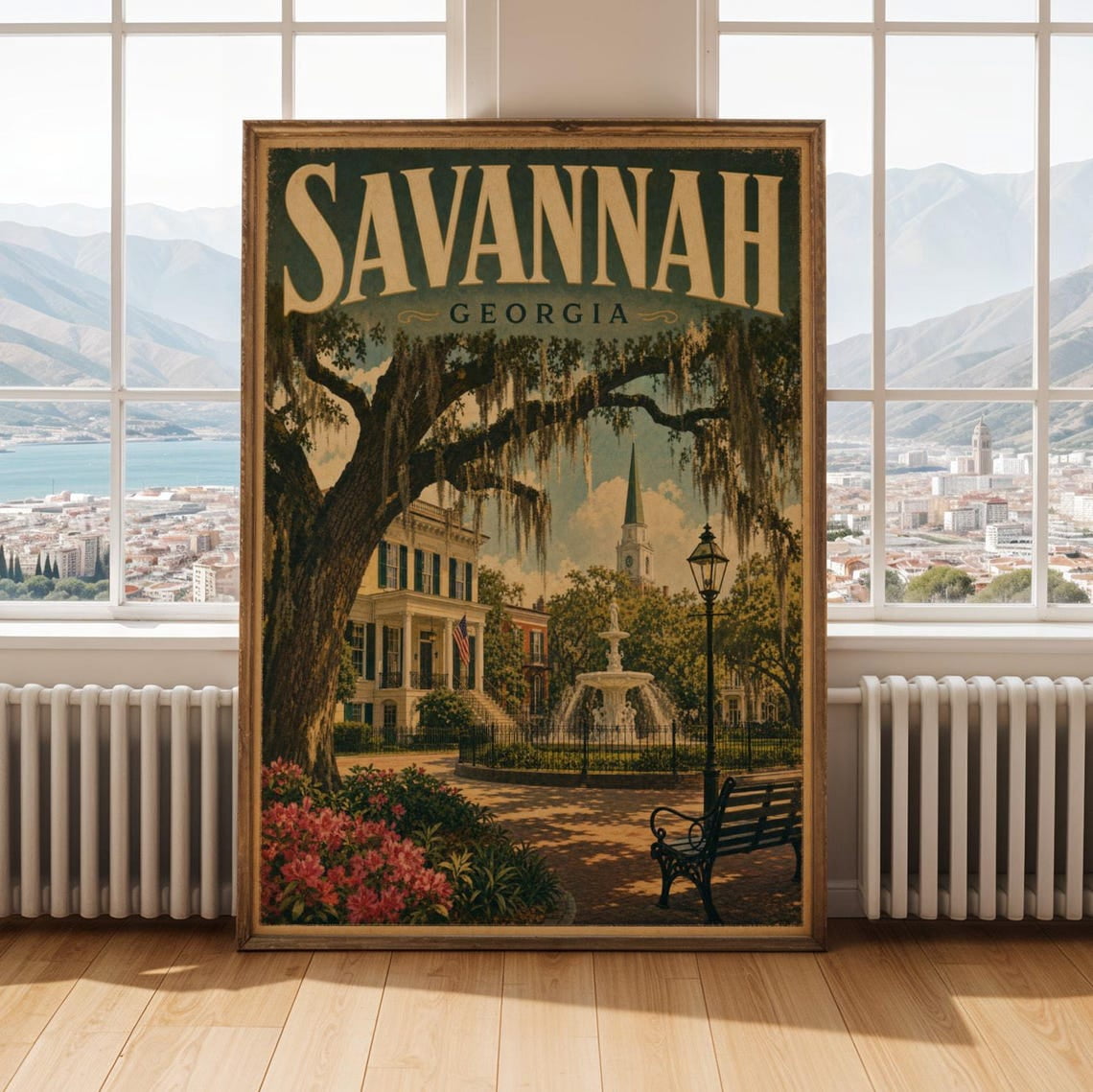 Savannah Spanish Moss Oak Trees Poster, Vintage Travel, Travel Inspired ...
