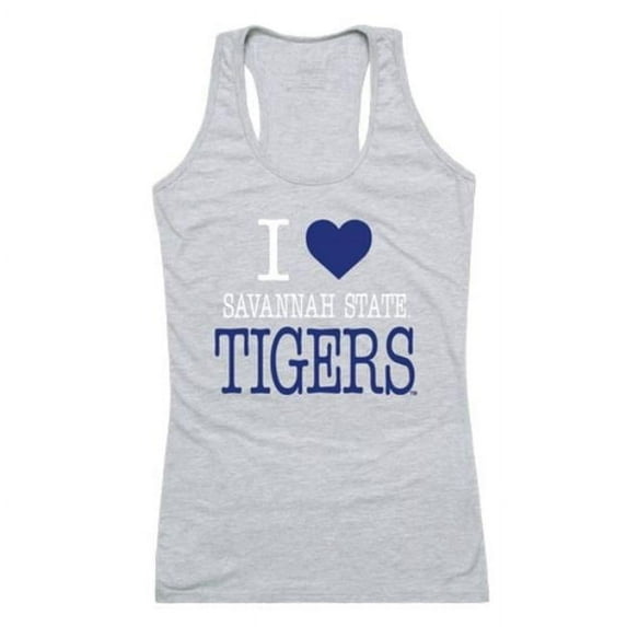 Savannah State University Tigers Women I Love Tank Top, Heather Grey - 2XL