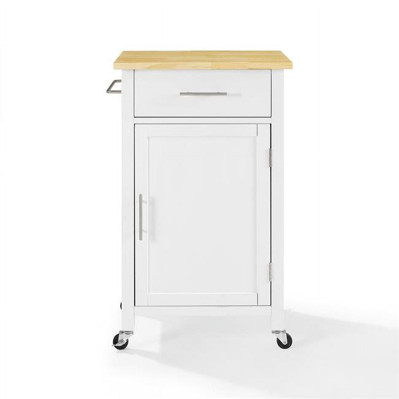 Savannah Wood Top Compact Kitchen Island Cart White Natural