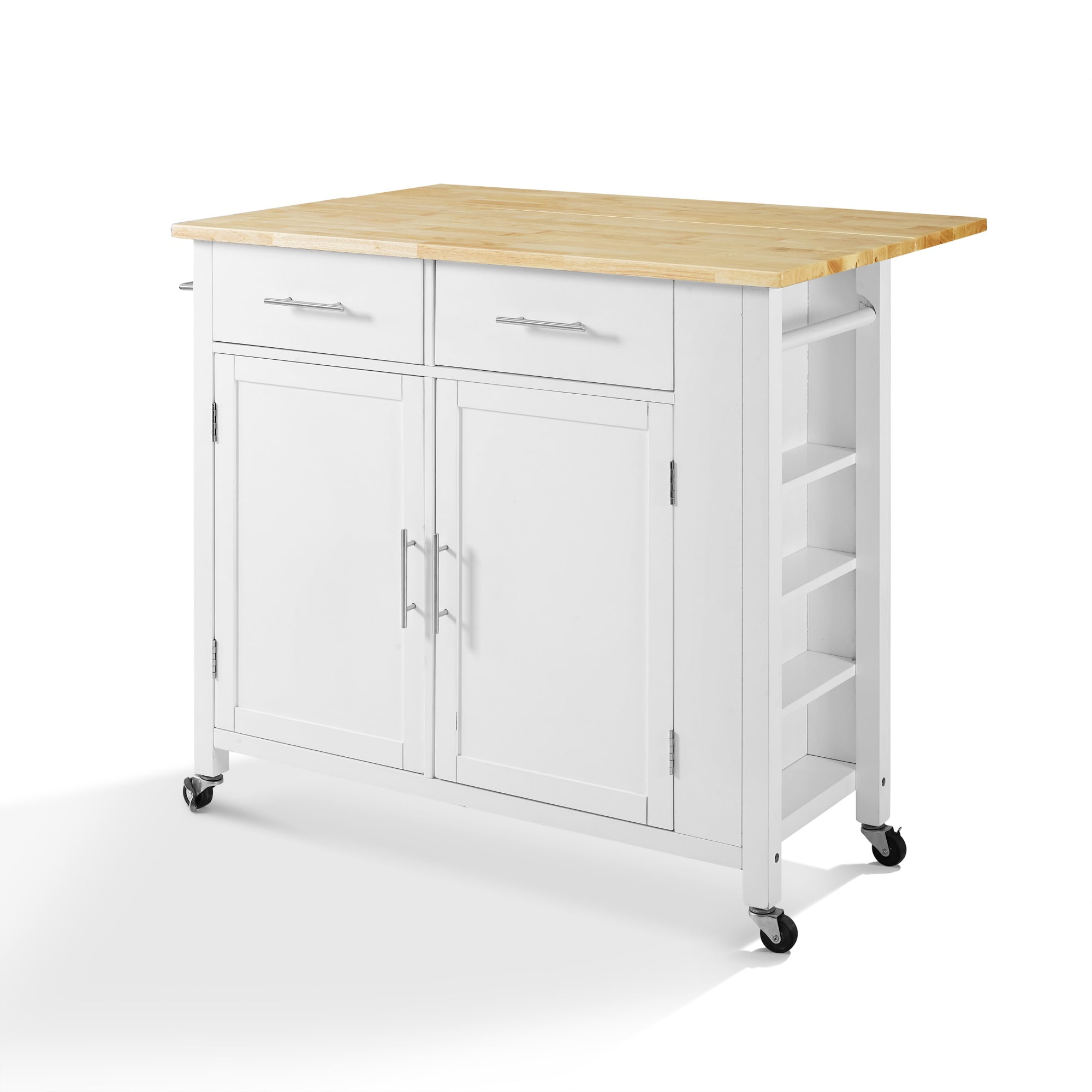 Savannah Wood Top DropLeaf Kitchen Island/Cart White