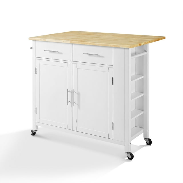 Savannah Wood Top DropLeaf Kitchen Island/Cart White