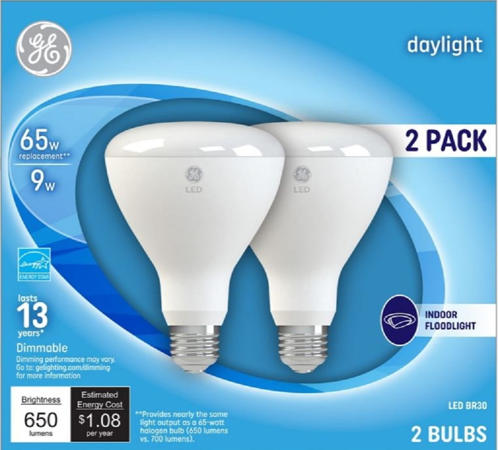 Savant 93129771 GE LED Indoor Floodlight Bulbs,BR30 Daylight, 9 watts
