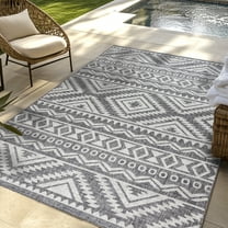 Savara Dakari Indoor/ Outdoor Polypropylene Gray Flat Weave Area Rug, 9x13