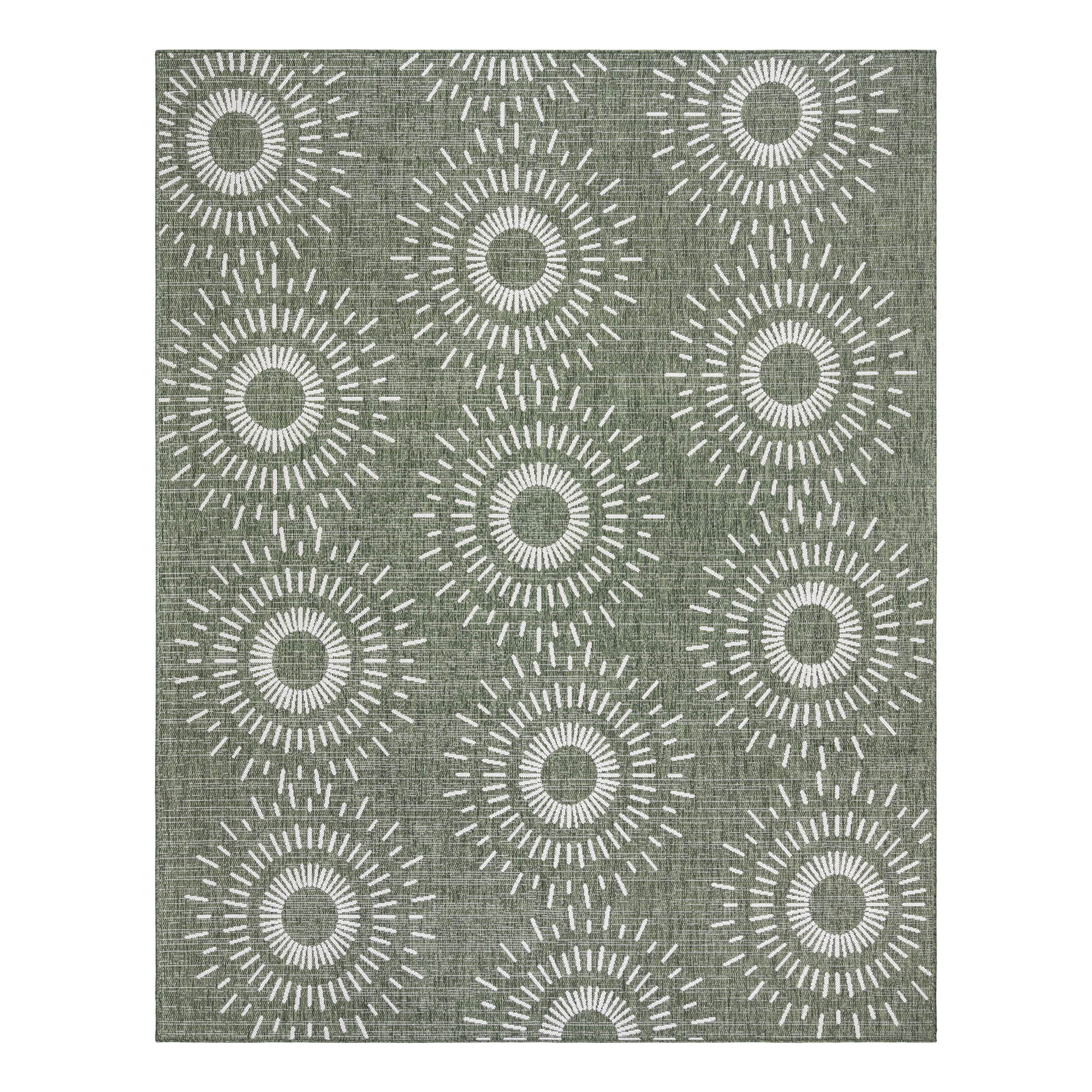 Savara Ziba Indoor/ Outdoor Polypropylene Green Flat Weave Area Rug, 6x9