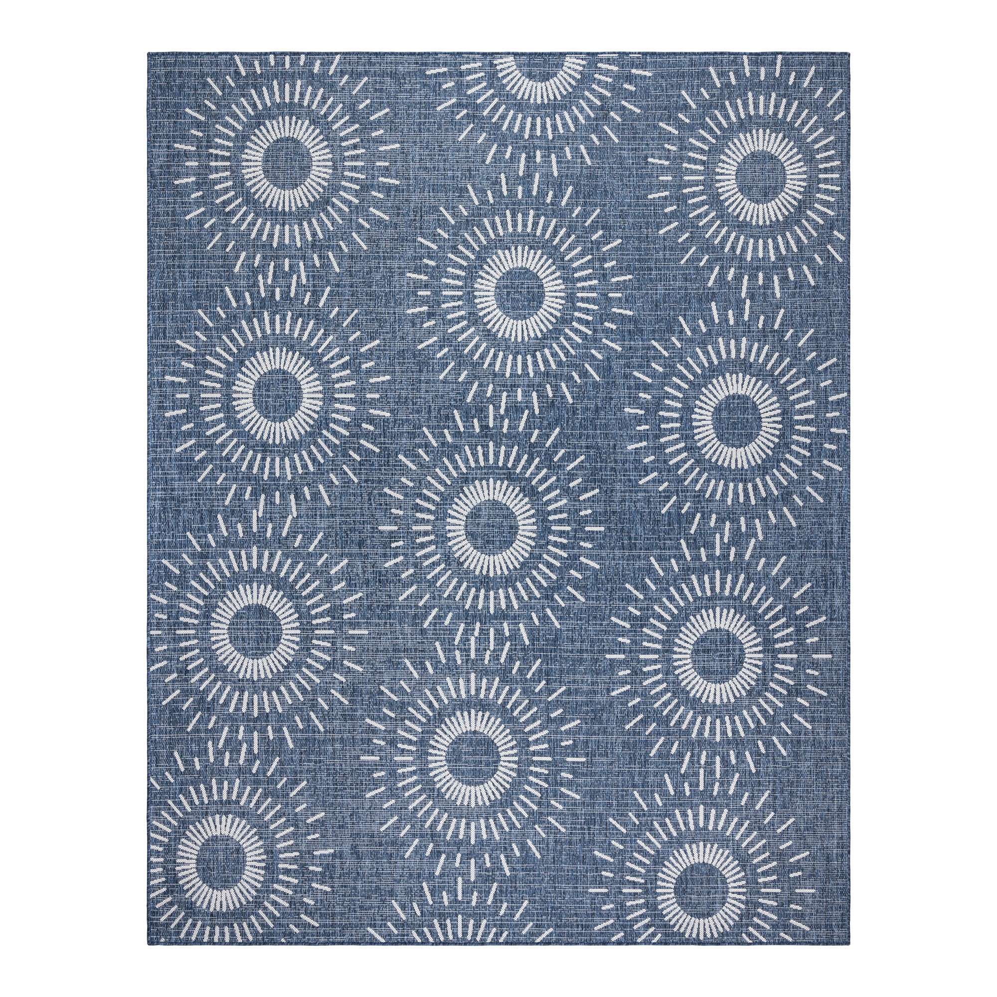 Savara Ziba Indoor/ Outdoor Polypropylene Navy Flat Weave Area Rug, 5x8