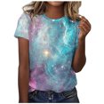 thumbnail image 1 of Save On 3D Galaxy T-Shirts for Women Universe Graphic Tees Short Sleeve Shirts Casual Cotton Tunic Tops Crew Neck Blouses Teen Girls Clothes Vacation Party Going Out Outfits, 1 of 4