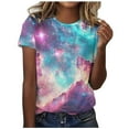 thumbnail image 1 of Save On 3D Galaxy T-Shirts for Women Universe Graphic Tees Short Sleeve Shirts Casual Cotton Tunic Tops Crew Neck Blouses Teen Girls Clothes Vacation Party Going Out Outfits, 1 of 4