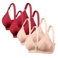 thumbnail image 1 of Save On 4 Packs Printed Bra for Women Underwear Bralettes Support Push-Up Bra Wireless Hide Back Fat Bras Anti-Sagging Brassiere Lounge Breathable Workout Yoga Bra, 1 of 6