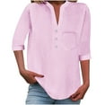 thumbnail image 1 of Save 65% Instantly!Suumer Plus Size Oversized Tshirts for Women Solid Button V-Neck Loose Blouse With Pocket, 1 of 7