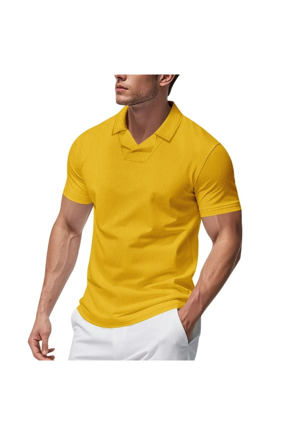 Save 65% Instantly!Suumer Plus Size Shirts for Mens Fshion New Style Solid Color Casual Ventilate Loose Lapel Short Sleeve