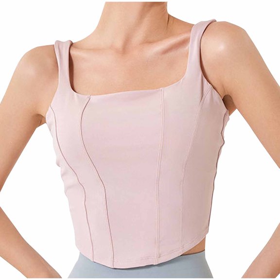 Save 65% Instantly!Suumer Plus Size Sports Bras for Women Solid Color High Elasticity U Collar Removable Chest Cushion Without Steel Rim